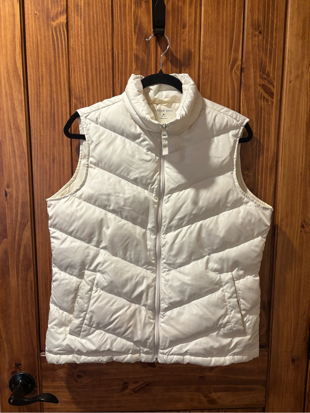 Lands' End Cream Quilted Down-Style Puffer Vest